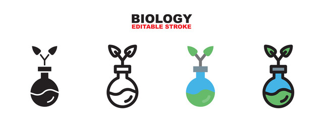 Fototapeta na wymiar Biology icon set with different styles. Editable stroke and pixel perfect. Can be used for web, mobile, ui and more.