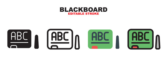 Blackboard icon set with different styles. Editable stroke and pixel perfect. Can be used for web, mobile, ui and more.