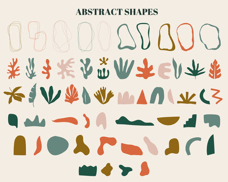 Minimalist boho abstract nature art shapes collection