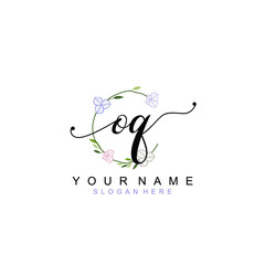 OQ beautiful Initial handwriting logo template
