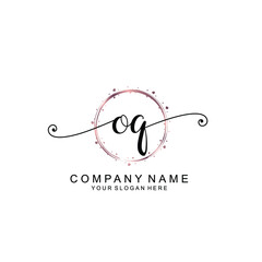 OQ beautiful Initial handwriting logo template