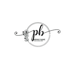 PB beautiful Initial handwriting logo template