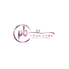 PB beautiful Initial handwriting logo template