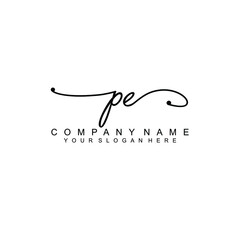 PE beautiful Initial handwriting logo template