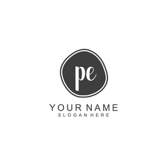 PE beautiful Initial handwriting logo template