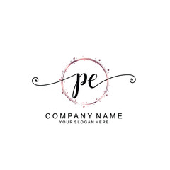 PE beautiful Initial handwriting logo template