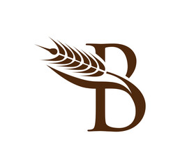 Obraz premium Wheat Grain Initial Logo Letter B