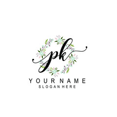 PK beautiful Initial handwriting logo template
