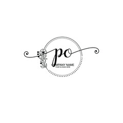 PO beautiful Initial handwriting logo template