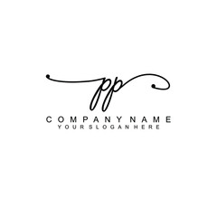 PP beautiful Initial handwriting logo template