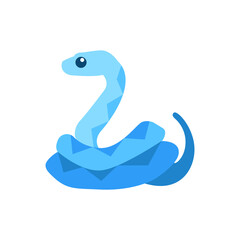 Cute blue snake vector emoji - obrazy, fototapety, plakaty