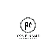 PV beautiful Initial handwriting logo template