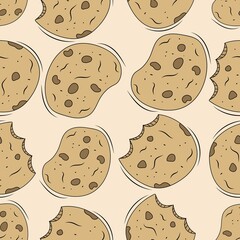 chocolate chip cookies seamless pattern