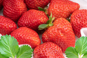 Red Strawberry in packaging ready to sell, Fresh Amaoh Strawberry in the box on White Background.