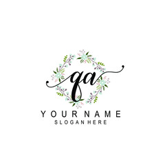 QA beautiful Initial handwriting logo template