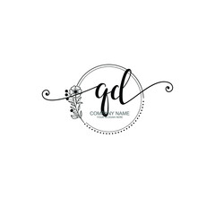 QD beautiful Initial handwriting logo template