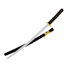 Japanese katana sword vector isolated on white