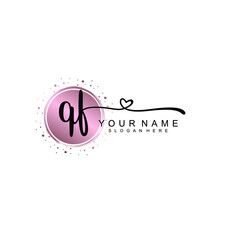 QF beautiful Initial handwriting logo template