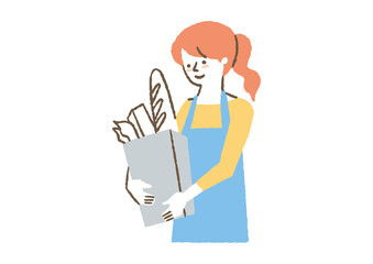 買い物袋を抱えている女性03