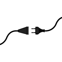 Wire plug and socket. Concept of connection, disconnection, electricity.