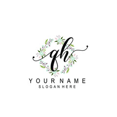 QH beautiful Initial handwriting logo template