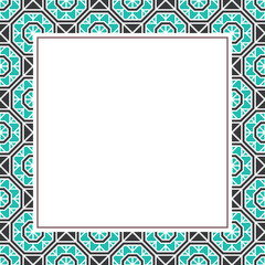 Oriental ornamental mosaic. Arabic design for page decoration. Vector frame of asian mosaic border