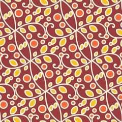 Seamless texture with floral arabic ornament. Vector vintage pattern. Oriental design for textile and cloth