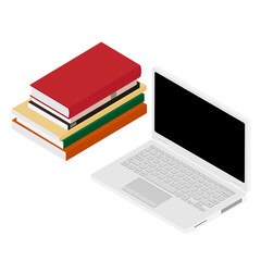 Laptop and books