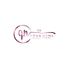 QN beautiful Initial handwriting logo template