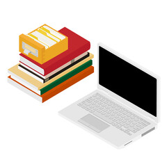 Laptop and books