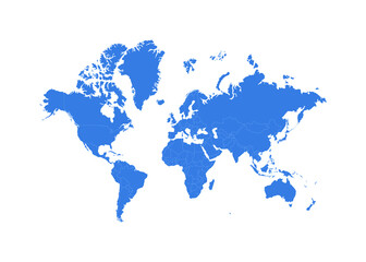 Fototapeta na wymiar Blue world map template isolated on the white background. Blue gradient. Vector EPS10.