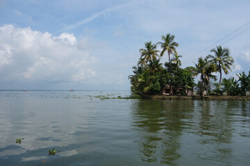 Backwaters network of brackish lagoons in Kerala