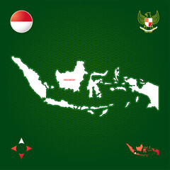 simple outline map of Indonesia with national simbol