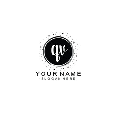 QV beautiful Initial handwriting logo template