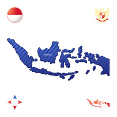 simple outline map of Indonesia with national simbol
