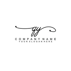 QY beautiful Initial handwriting logo template