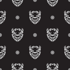 Seamless pattern with the face of the Bull. Good covers, fabrics, postcards and printing. Vector