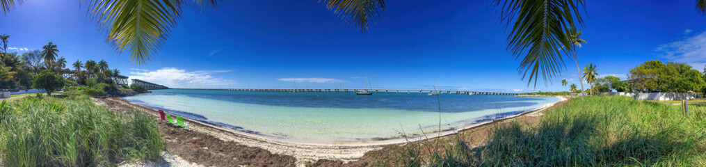 Bahia Honda State Park, Florida Keys. Tropical vegetation and old bridge