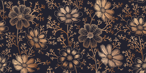 Süße Blumen Kamille. Nahtloses Frühlingsblumenmuster. © marinavorona