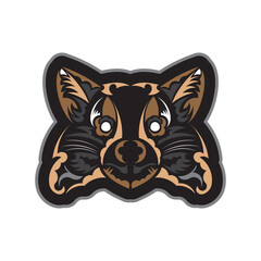 Raccoon face boho style pattern. Good covers, fabrics, postcards and printing. Vector illustration.