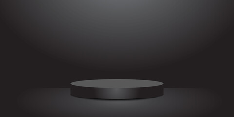 Black Pedestal Background Podium Showcase Product Display Vector Illustration