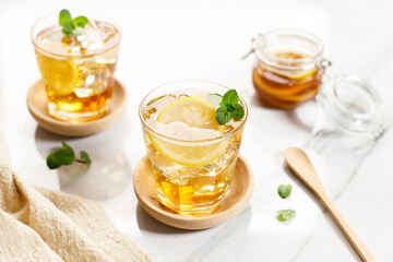 Homemade Iced Tea and Lemonade with Mint