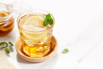 Homemade Iced Tea and Lemonade with Mint