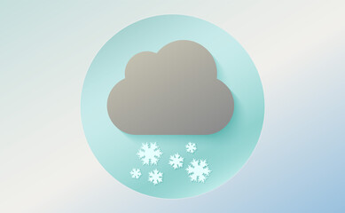 Weather icon of cloud with snow. Cartoon colorfull art vector illustration. Sticky symbol of forecast. Meteorological infographics sign. Web icon vector design. EPS10.