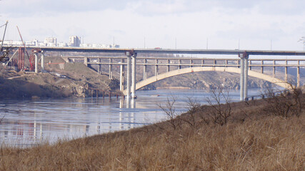 The new bridges over the river in the city of Zaporozhye.