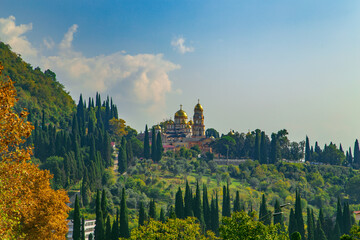 Magnificent New Athos Monastery in autumn.