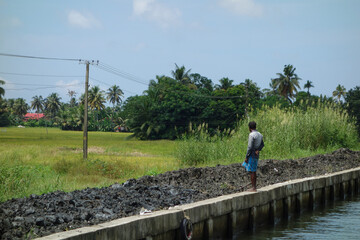 Obraz premium Backwaters network of brackish lagoons in Kerala
