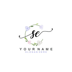 SE beautiful Initial handwriting logo template