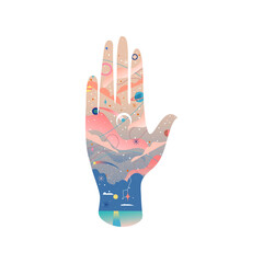 Hand of the universe. Vector illustration.