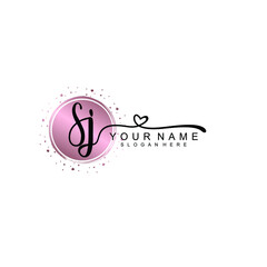 SJ beautiful Initial handwriting logo template